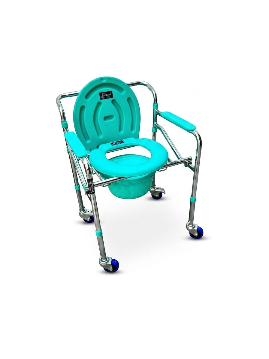 COMMODE CHAIR HEIGHT ADJUSTABLE WITH WHEEL ECONOMY